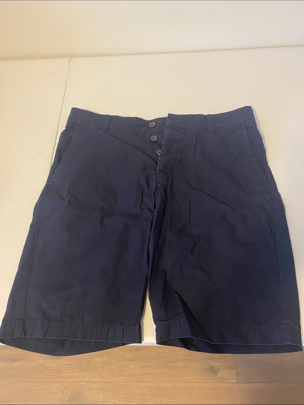 Men's Navy Blue Button-Fly Shorts
